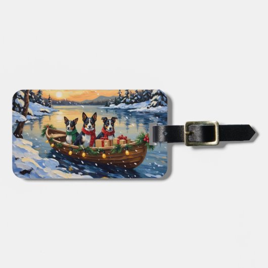Cane Corso Kerstboot Vakantie Bagagelabel (Voorkant horizontaal)
