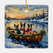 Cane Corso Kerstboot Vakantie Keramisch Ornament (Achterkant)