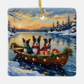 Cane Corso Kerstboot Vakantie Keramisch Ornament (Voorkant)