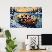 Cane Corso Kerstboot Vakantie Poster (Thuiskantoor)