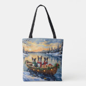 Cane Corso Kerstboot Vakantie Tote Bag (Achterkant)