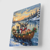 Cane Corso Kerstboot Vakantie Vierkante Klok (Hoek)