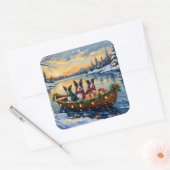 Cane Corso Kerstboot Vakantie Vierkante Sticker (Envelop)