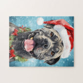 Cane Corso Kerstborstel schilderen kunstwerk Legpuzzel (Horizontaal)