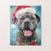 Cane Corso Kerstborstel schilderen kunstwerk Legpuzzel (Verticaal)