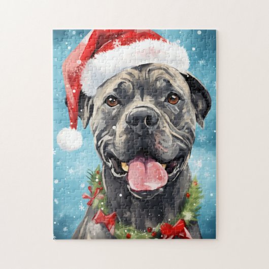Cane Corso Kerstborstel schilderen kunstwerk Legpuzzel (Verticaal)