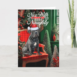 Cane Corso Kersthond Naughty or Nice Feestdagen Kaart