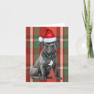 Cane Corso Kersthond Red Plaid Kerstmis Feestdagen Kaart