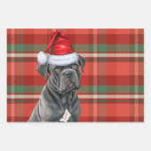 Cane Corso Kersthond Rood Groen Plaid Inpakpapier Vel (Voorkant 3)