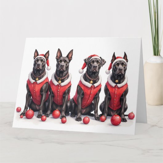 Cane Corso Kerstjurk Kerstman Hoed Kaart (Voorkant)