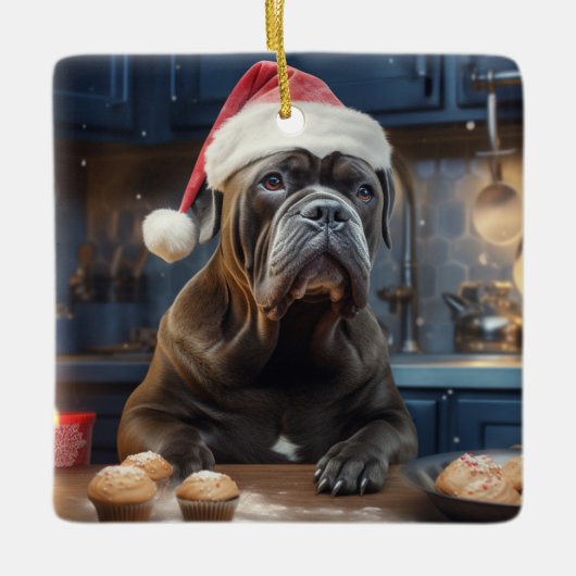 Cane Corso Kerstkoekjes Feestelijke vakantie Keramisch Ornament (Voorkant)