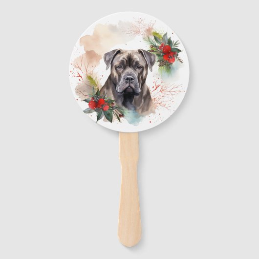 Cane Corso Kerstkrans Feestelijke Pup Handwaaier (Voorkant)