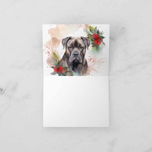 Cane Corso Kerstkrans Feestelijke Pup Kaart (Binnen)