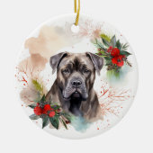 Cane Corso Kerstkrans Feestelijke Pup Keramisch Ornament (Voorkant)