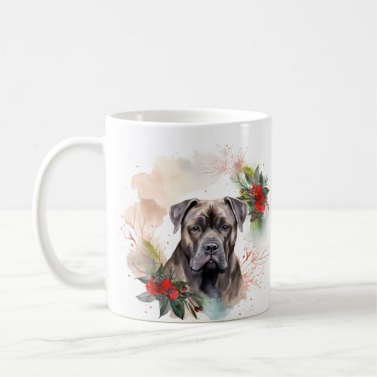 Cane Corso Kerstkrans Feestelijke Pup Koffiemok (Links)