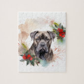 Cane Corso Kerstkrans Feestelijke Pup Legpuzzel (Verticaal)