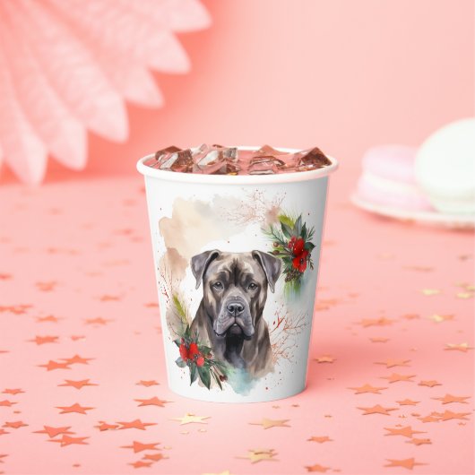 Cane Corso Kerstkrans Feestelijke Pup Papieren Bekers (Insitu)