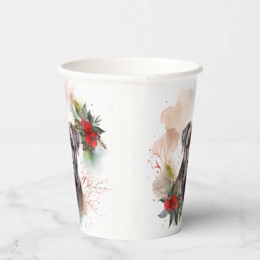 Cane Corso Kerstkrans Feestelijke Pup Papieren Bekers (Rechts)