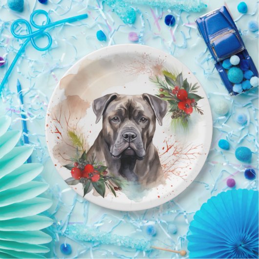 Cane Corso Kerstkrans Feestelijke Pup Papieren Bordje (Feest)