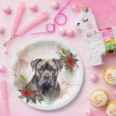 Cane Corso Kerstkrans Feestelijke Pup Papieren Bordje (Feest)