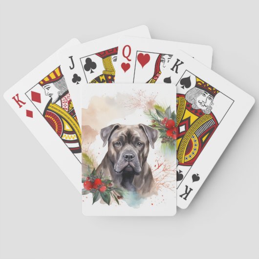 Cane Corso Kerstkrans Feestelijke Pup Pokerkaarten (Achterkant)