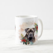 Cane Corso Kerstkrans Festieve Pup Koffiemok (Voorkant rechts)