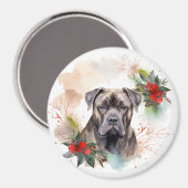 Cane Corso Kerstkrans Festieve Pup Magneet (Voorkant / Achterkant)