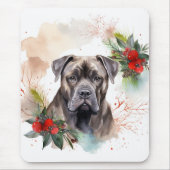 Cane Corso Kerstkrans Festieve Pup Muismat (Voorkant)