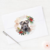Cane Corso Kerstkrans Festieve Pup Ronde Sticker (Envelop)