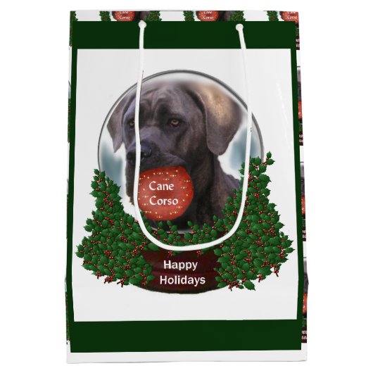 Cane Corso Kerstmis Medium Cadeauzakje (Achterkant)