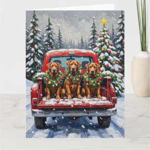 Cane Corso Kerstmis Rode Truck Vakantie Kaart