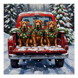 Cane Corso Kerstmis Rode Truck Vakantie Perfect Poster