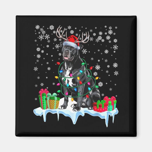 Cane Corso Kerstmis Sinterklaas Hoed Rendier Pyjam Magneet (Voorkant)