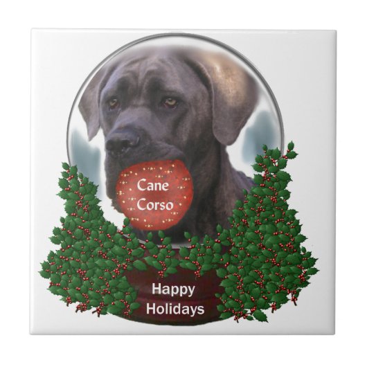 Cane Corso Kerstmis Tegeltje (Voorkant)