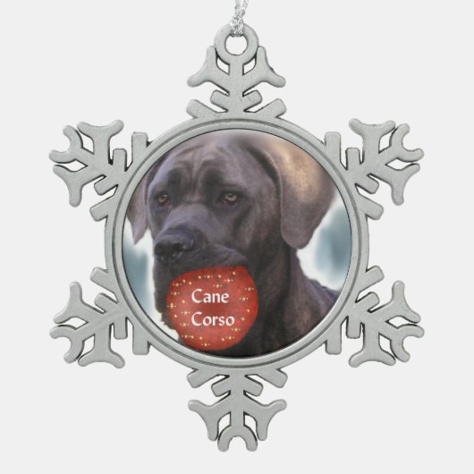Cane Corso Kerstmis Tin Sneeuwvlok Ornament (Voorkant)