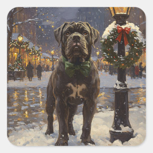Cane Corso Kerstmis Vierkante Sticker
