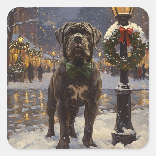Cane Corso Kerstmis Vierkante Sticker (Voorkant)