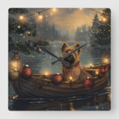 Cane Corso Kerstvakantie Vierkante Klok (Voorkant)