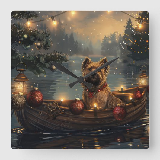 Cane Corso Kerstvakantie Vierkante Klok (Voorkant)