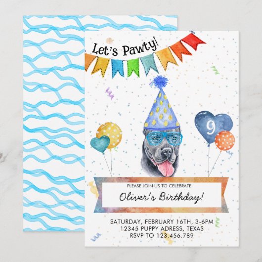 Cane Corso laat Pawty Dog Birthday Party Kaart (Voorkant / Achterkant)