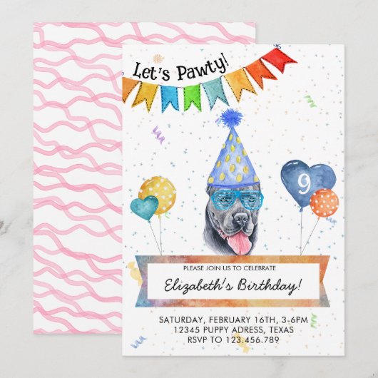Cane Corso laat Pawty Dog Birthday Party Kaart (Voorkant / Achterkant)