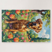 Cane Corso Lente Tuin Bloem Honden Legpuzzel (Horizontaal)