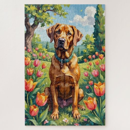 Cane Corso Lente Tuin Bloem Honden Legpuzzel (Verticaal)