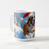 Cane Corso loopt in de sneeuw met kerst Pet Koffiemok (Voorkant links)