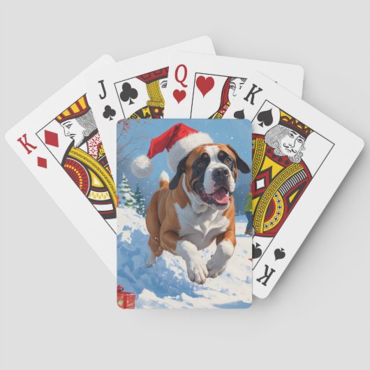 Cane Corso loopt in de sneeuw met kerst Pet Pokerkaarten (Achterkant)