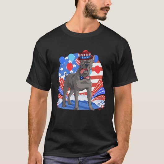 Cane Corso Merica 4th of July American Flag Patrio T-shirt (Voorkant)