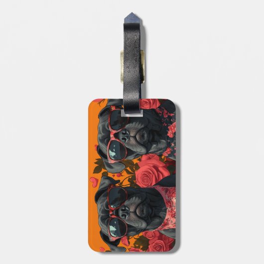 Cane Corso met hart Rozen Valentijnsdag Bagagelabel (Achterkant verticaal)