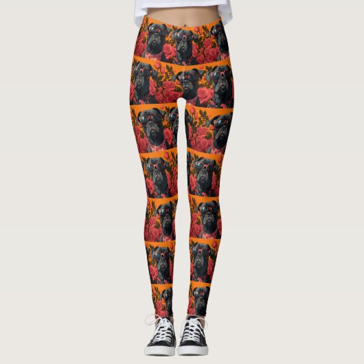 Cane Corso met Hartrozen Valentijnsdag  Leggings (Voorkant)
