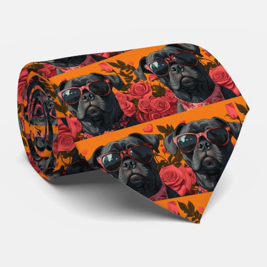 Cane Corso met Hartrozen Valentijnsdag  Stropdas (Opgerold)
