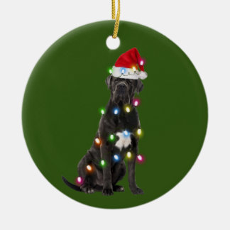 Cane corso met kerstscafts Santa Hat Keramisch Ornament